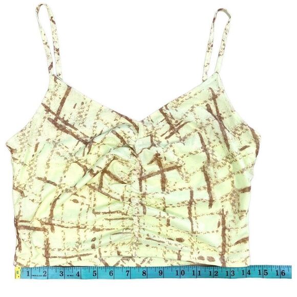 Bp Nordstrom Women's Yellow And Brown Abstract Ruched Crop Cami Size Medium NWT - Picture 9 of 9